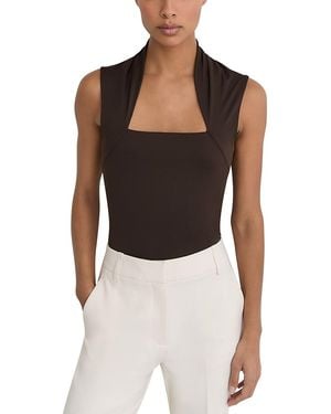 Reiss Square Neck Ruched Top - Black
