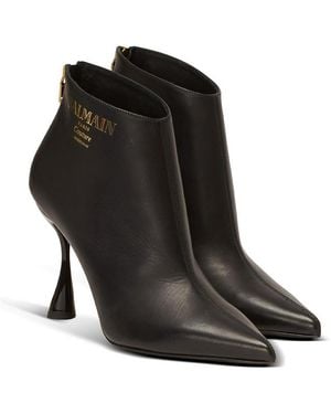 Balmain Eden Calfskin Ankle Boots - Black