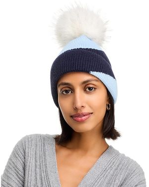 Kyi Kyi Faux Fur Pom Pom Knit Hat - Blue