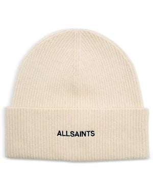 AllSaints Underground Ribbed Beanie Hat - Natural