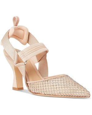 Fendi Colibri Mesh & Suede Slingback Pumps - Natural