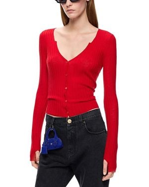 Pinko Sibilo Wool Rib Knit Cardigan - Red