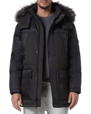 Andrew Marc Tripp Removable Faux Fur Hooded Parka - Black