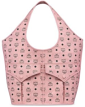 MCM Leni Visetos Canvas Shopper Bag - Pink