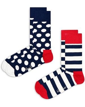 Happy Socks Classic Cotton Blend Crew Socks, Pack Of 2 - Blue
