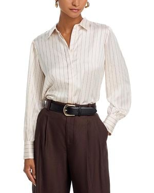 French Connection Satin Pinstripe Blouse - White