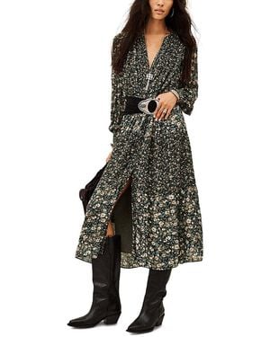 Ba&sh Kacy Split Neck Midi Dress - Black