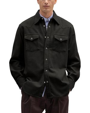NN07 Ricky Snap Front Corduroy Shirt - Black