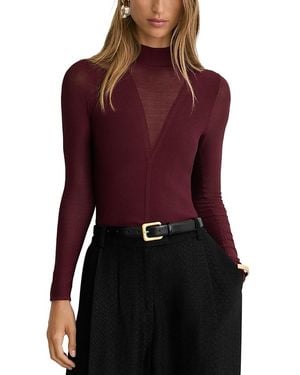 Reiss Sheer Inset Knit Top - Purple