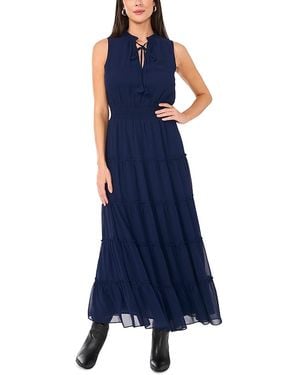 1.STATE Sleeveless Tie Neck Maxi Dress - Blue