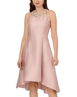 Adrianna Papell Pearl Halter Collar Mikado Dress - Pink