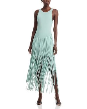 Toccin Jora Fringe Trim Racer Dress - Green