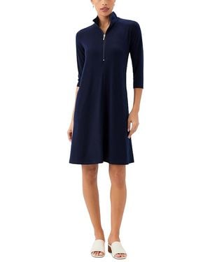Karen Kane Quarter Zip Mock Neck Dress - Blue