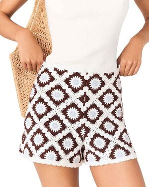 Maje Floral Patterned Crocheted Shorts - White