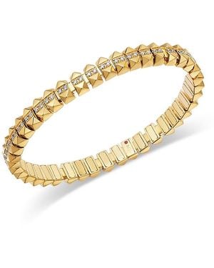 Roberto Coin 18K Obelisco Diamond Flexible Bangle Bracelet - Metallic