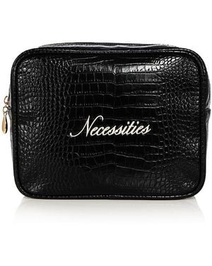 Abode Necessities Croc Embossed Faux Leather Pouch - Black