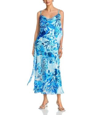 Aqua Scarf Slip Maxi Dress - Blue