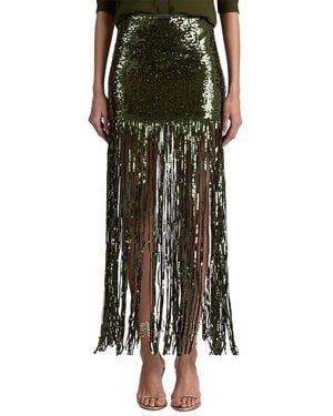 Alice + Olivia Kendra Sequinned Fringe Skirt - Black