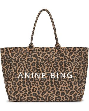 Anine Bing Leo Extra Large Canvas Tote - Metallic