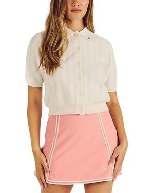Malbon Ren Cotton Cashmere Polo Top - Red