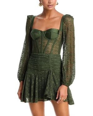 PATBO Sirena Mesh Long Sleeve Mini Dress - Green