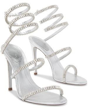 Rene Caovilla Cleo Embellished Leather Stiletto Sandals - White