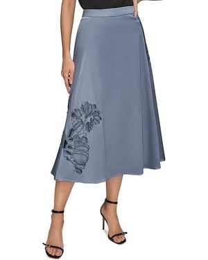 Donna Karan Embellished Satin Midi Skirt - Blue