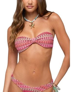 Edikted Livy Zigzag Crochet Bandeau Bikini Top - Pink