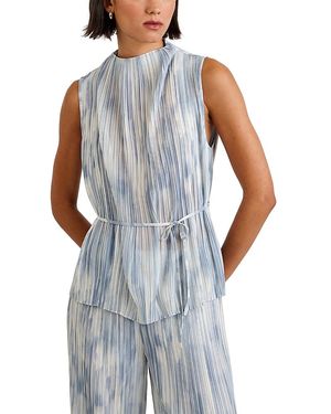 Bella Dahl Mock Neck Top With Tie Belt - Blue