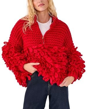 Nasty Gal Loopy Quarter Zip Sweater - Red