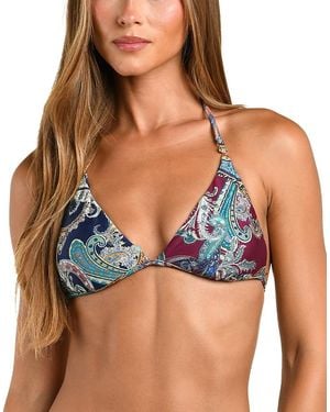 L'Agence Annabelle Bessarabian Paisley Bikini Top - Blue