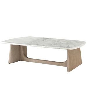 THEODORE ALEXANDER Repose Wooden Coffee Table With Marble Top - White