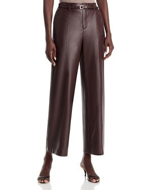 Tahari Belted Faux Leather Pants - Brown