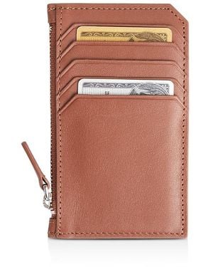 ROYCE New York Leather Zipper Credit Card Case - Natural