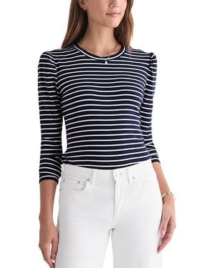 Vineyard Vines Cotton Stretch Puffed Shoulder Top - Blue