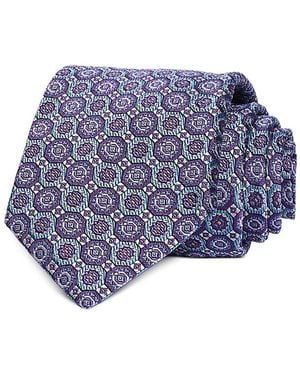 David Donahue Jacquard Classic Silk Blend Tie - Blue
