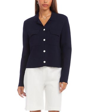 Karen Kane Collared Sweater Jacket - Blue