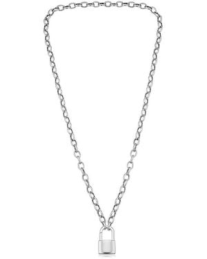 Oradina Sterling Lock It Up Connector Clasp Necklace - Metallic