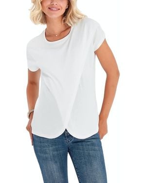Accouchée Handy Crossover Short Sleeve Cotton Maternity/Nursing Top - White