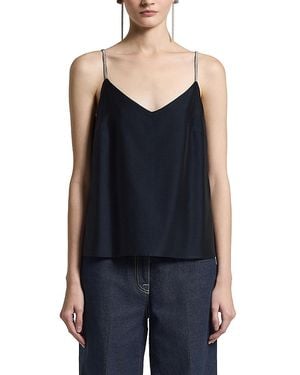 Peserico Double Layer V Neck Top - Black