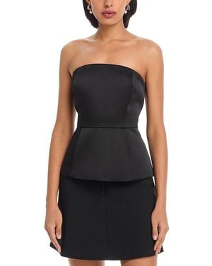 French Connection York Satin Strapless Peplum Top - Black