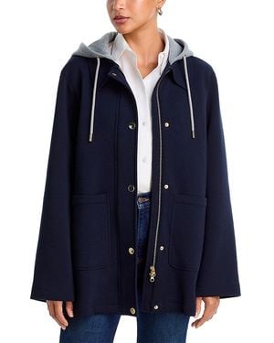 Veronica Beard Finn Hooded Cotton Blend Jacket - Blue