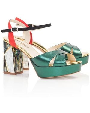 freya rose Kami Ankle Strap Pearl Heel Sandal - Green