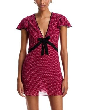 LoveShackFancy Klielle Ribbon Trim Mini Dress - Red