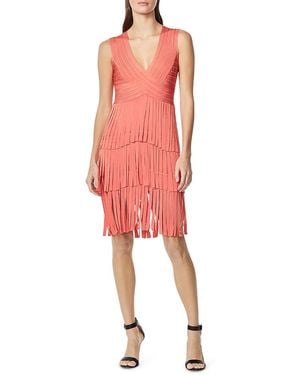 Hervé Léger Sleeveless Fringed Dress - Red