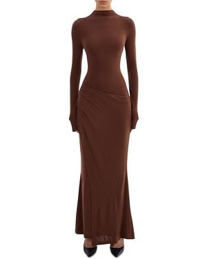 Lamarque Mock Neck Mermaid Dress - Brown