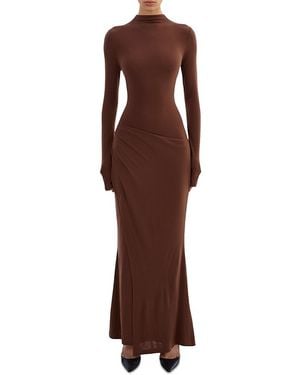 Lamarque Mock Neck Mermaid Dress - Brown