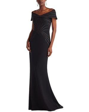 Tadashi Shoji Meridian Sundial Off-Shoulder Gown - Black