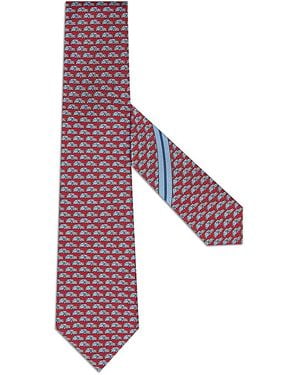 ZEGNA Printed Aurelia Car Pattern Silk Classic Tie - Purple