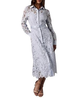 Coast Lace Long Sleeve Shirt Dress - Gray